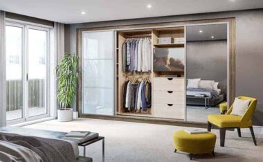 Light Grey Chestnut Sliding Door Wardrobe Storage