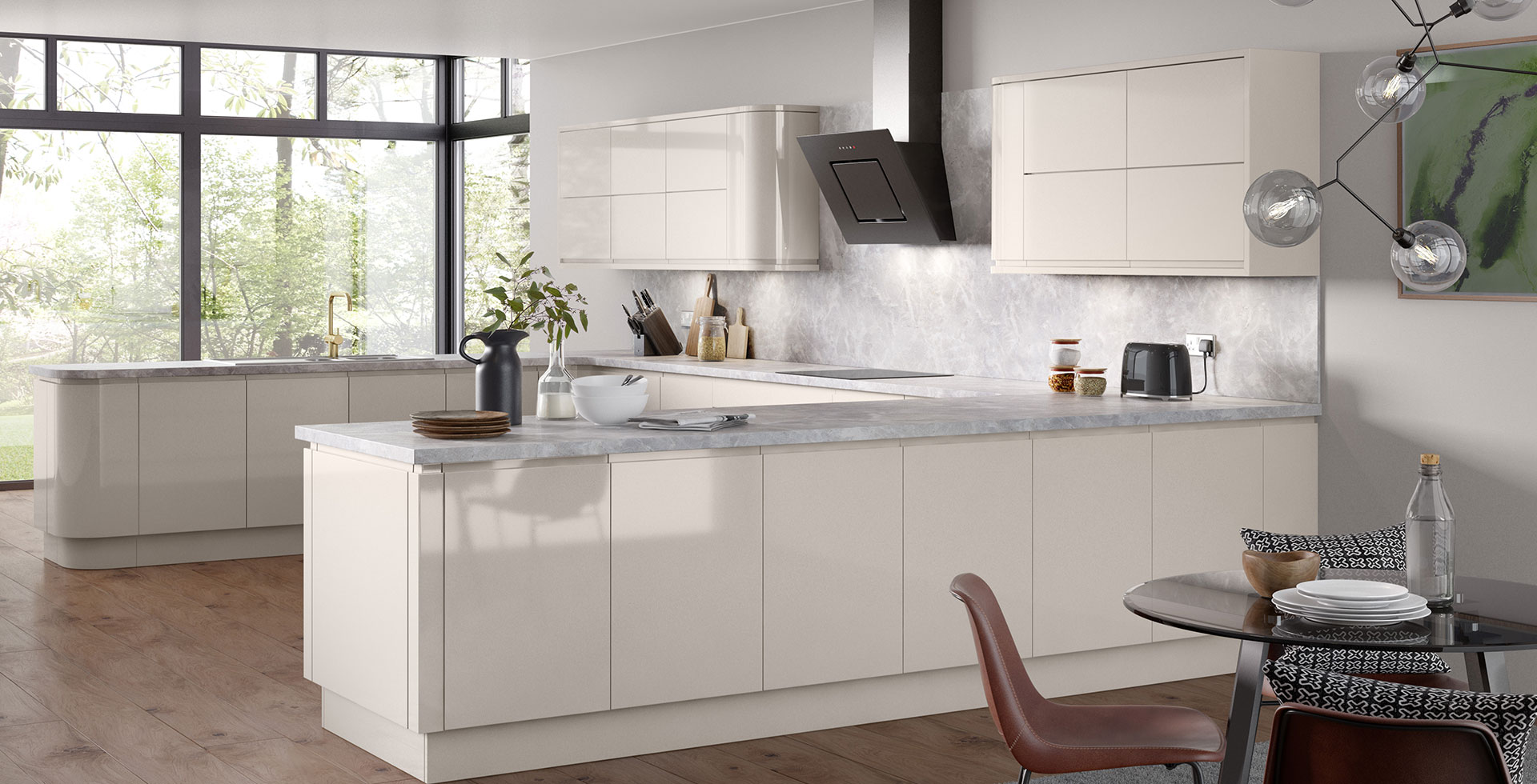 Cashmere Gloss Handless Kitchen