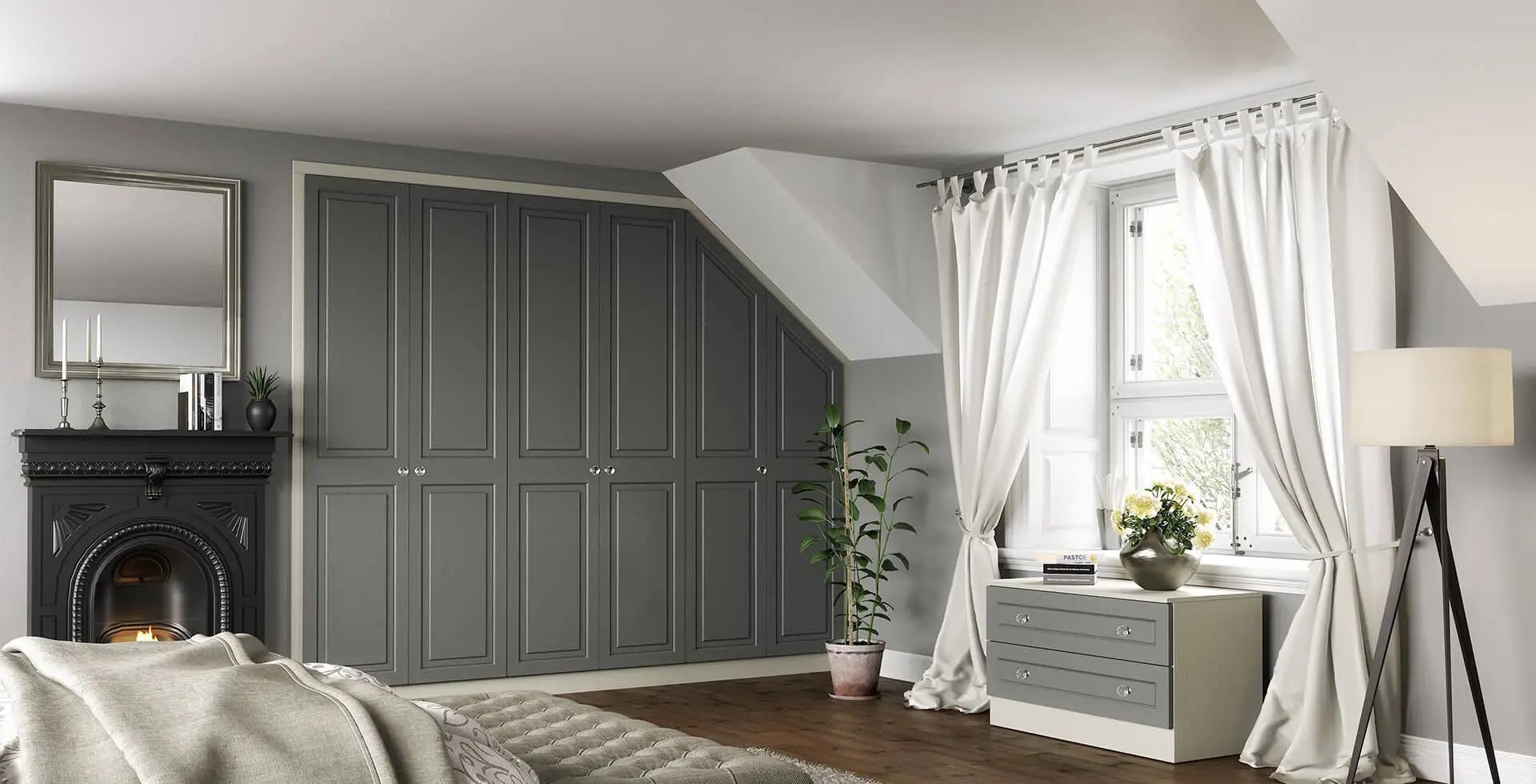 Sloped Range Wall of Robes Closed 1