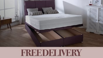 Modern wooden bed with built-in storage drawers