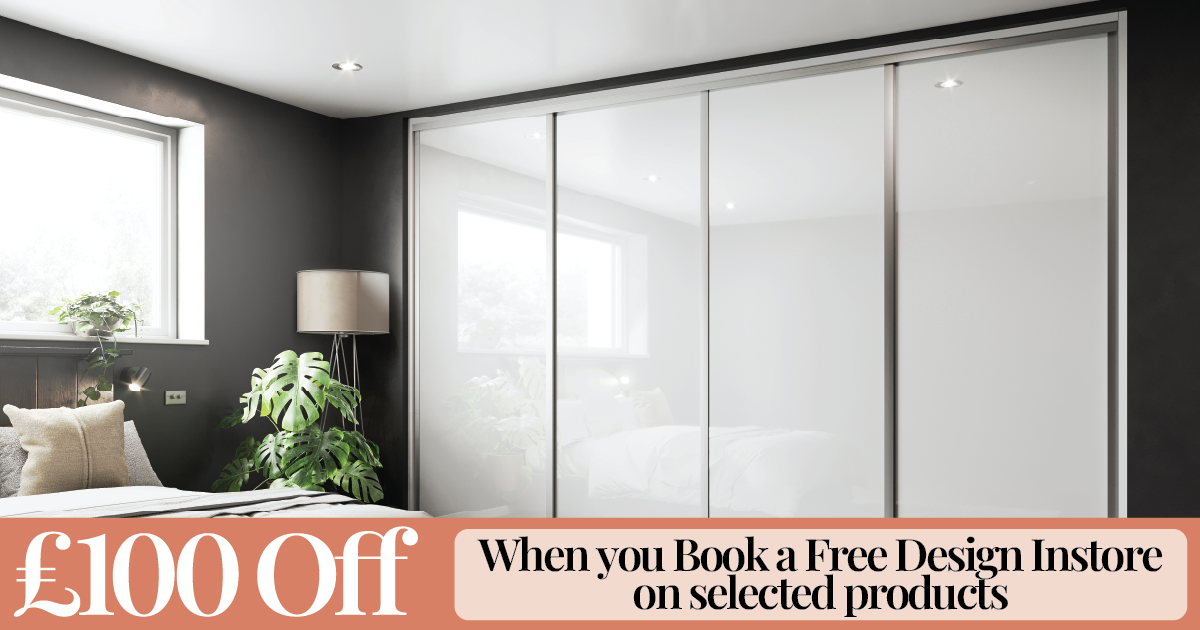 Bedroom wardrobe design offer £100 off promotion