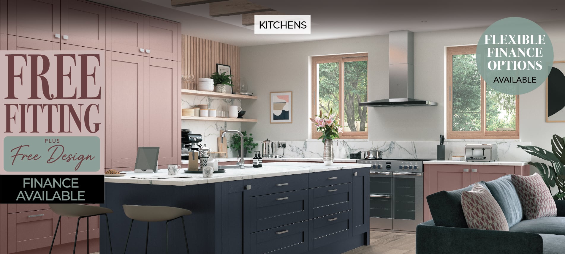 Modern kitchen with free fitting finance offer