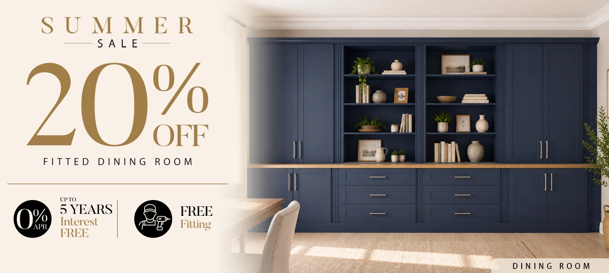 Navy fitted dining room summer sale offer