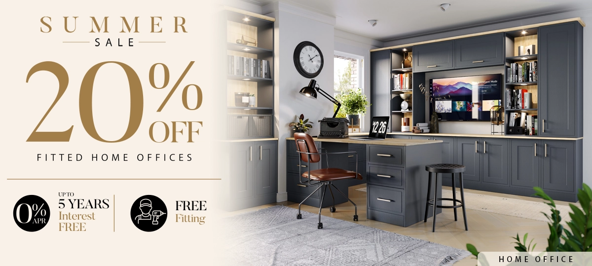 Modern fitted home office with summer sale offer