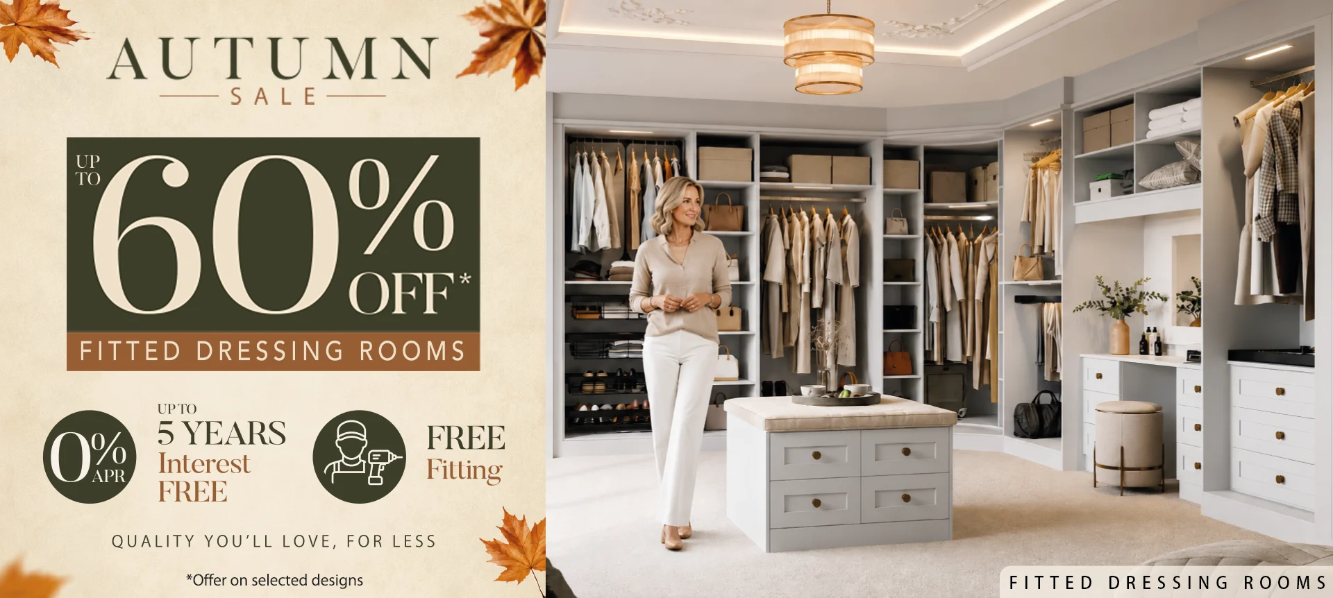 Autumn sale on fitted dressing rooms, up to 60% off