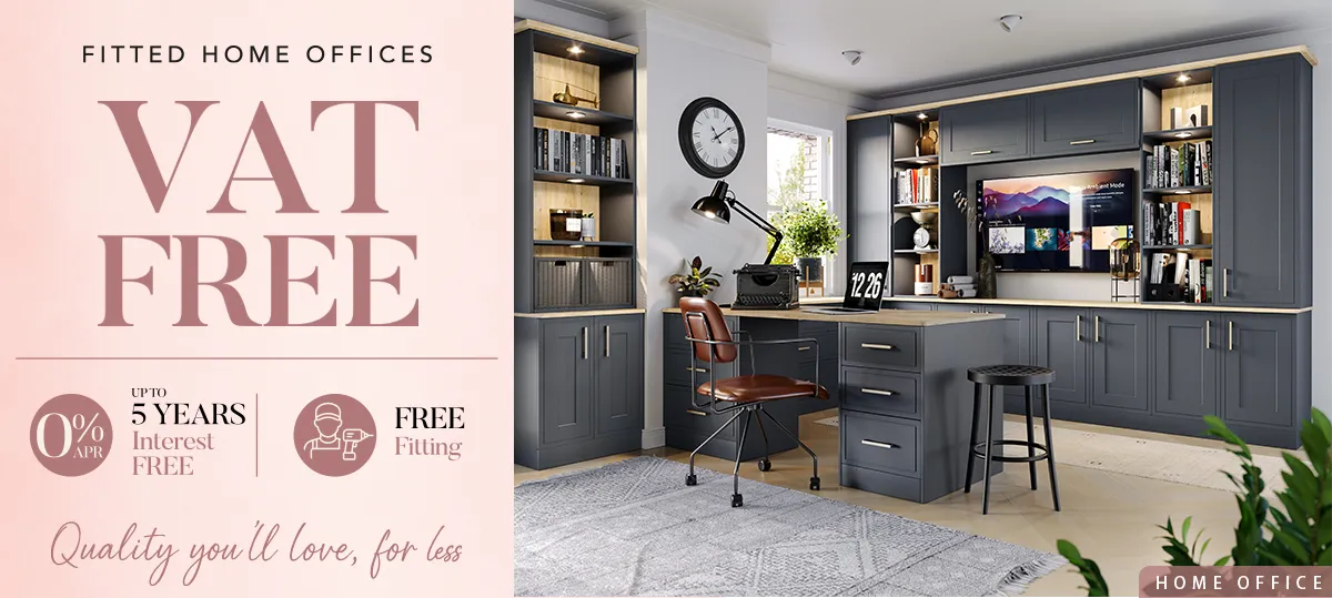 VAT-free fitted dark grey home office promotion