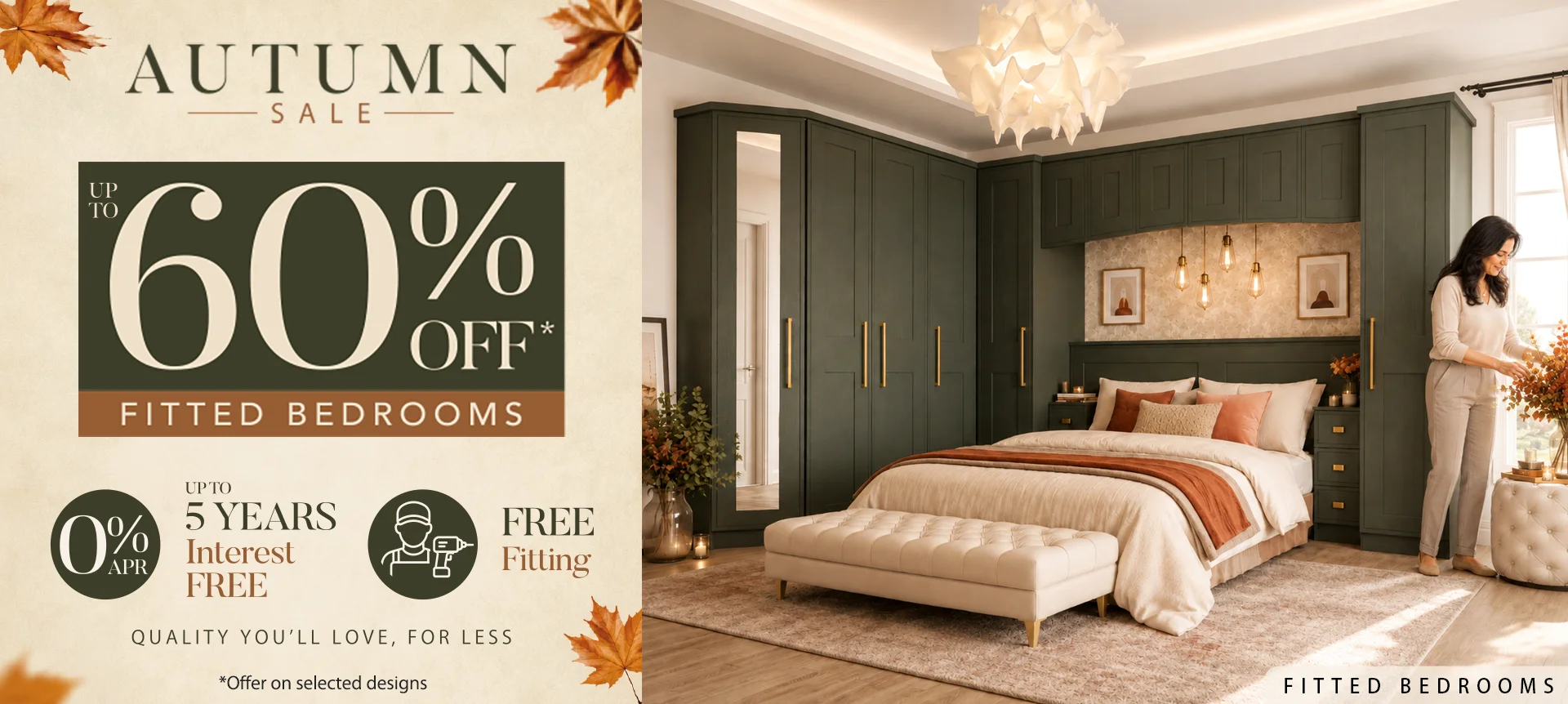 Autumn sale advert for fitted bedrooms with 60% discount