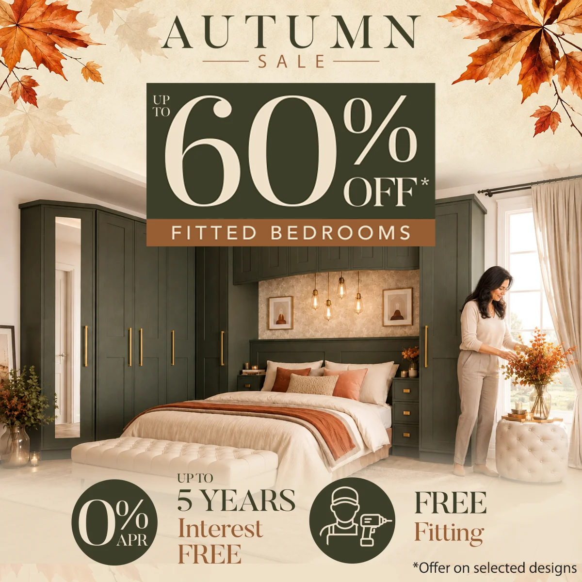 Autumn sale: 60% off fitted bedrooms